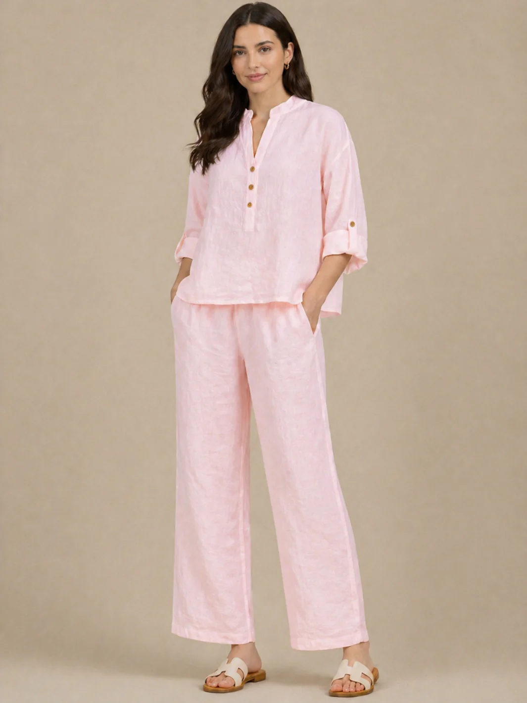 Lil Jen Isabella Linen Top In Pink - Image 2
