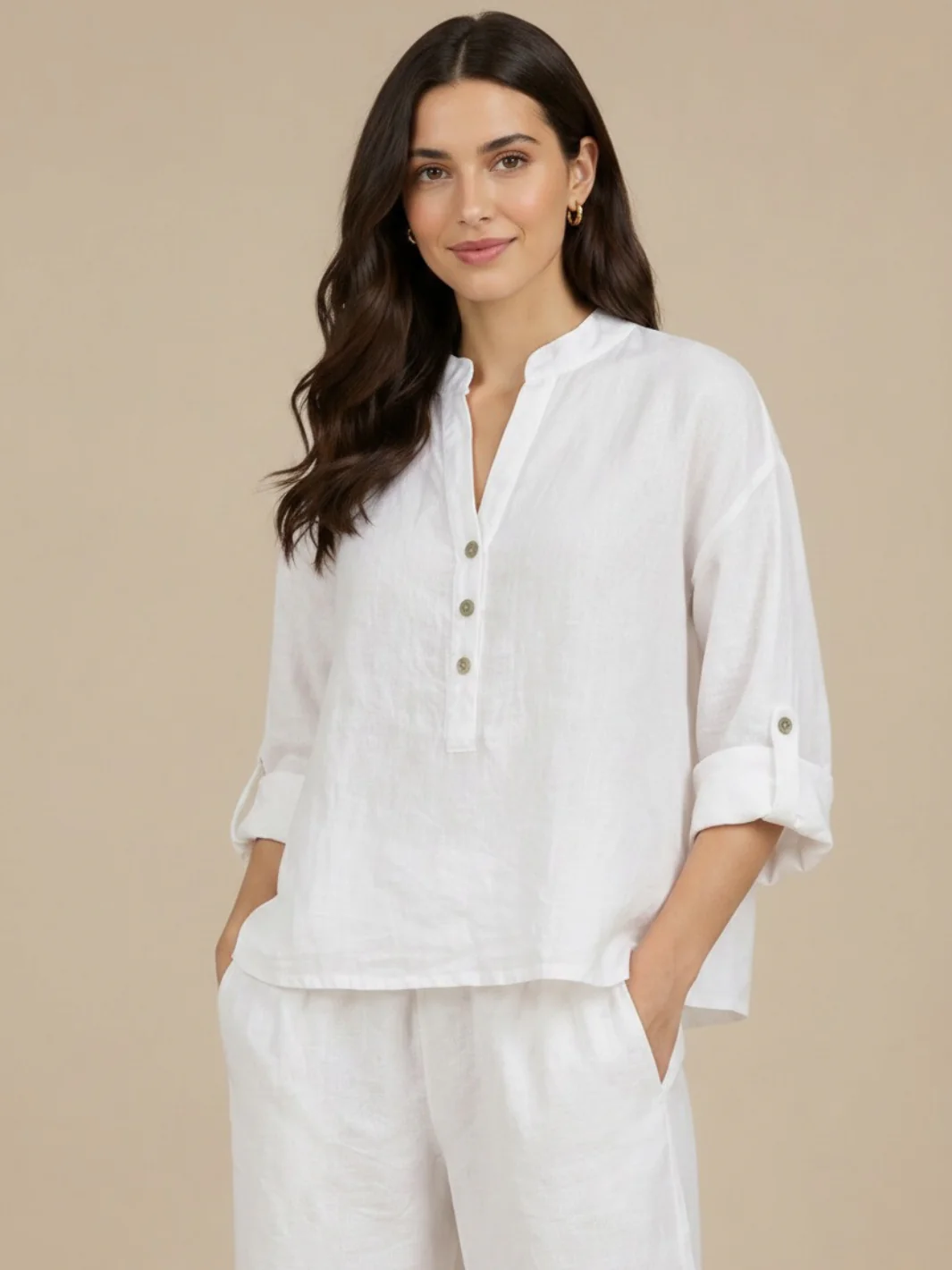 Lil Jen Isabella Linen Top In White