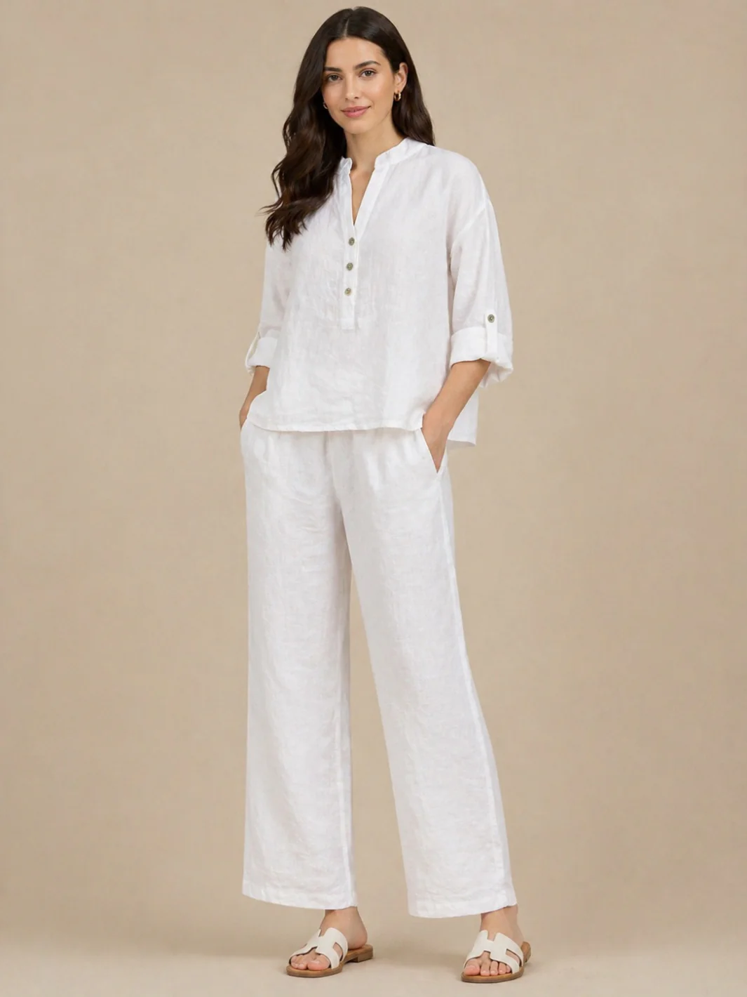 Lil Jen Isabella Linen Top In White - Image 2