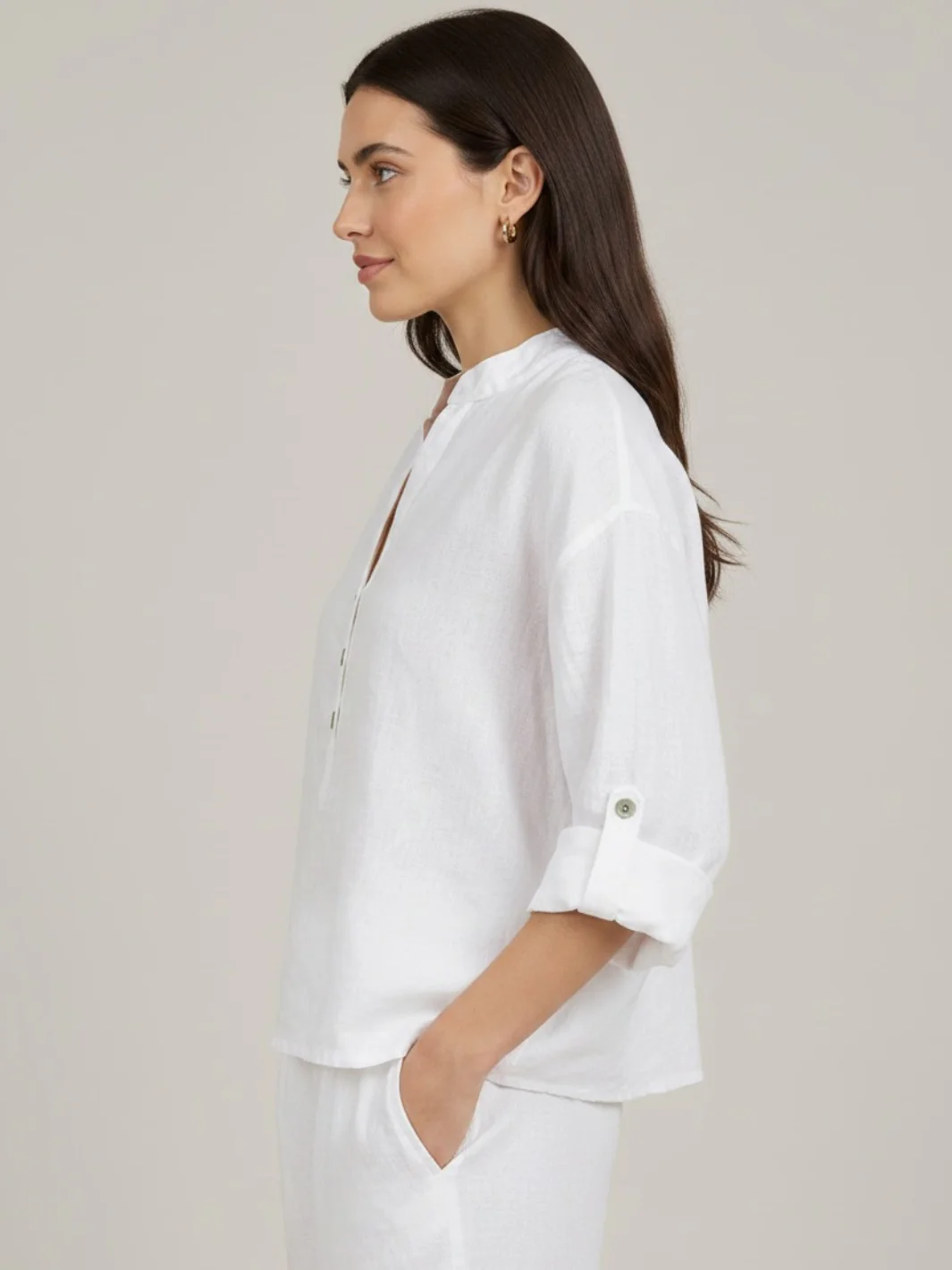 Lil Jen Isabella Linen Top In White - Image 3