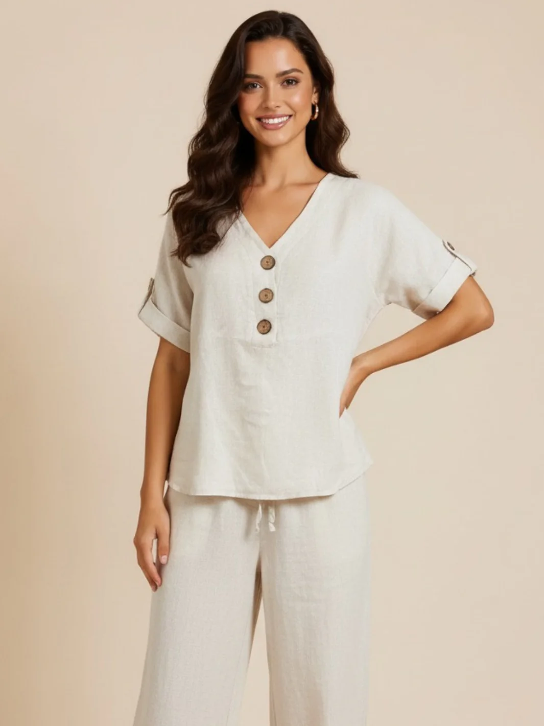 Lil Jen Noah Linen Top In Cream