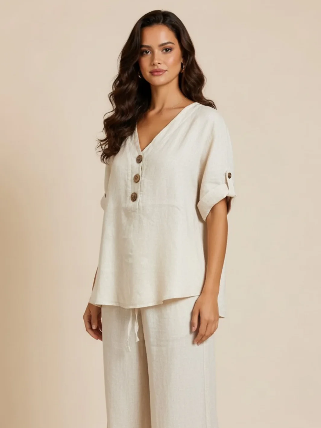 Lil Jen Noah Linen Top In Cream - Image 2