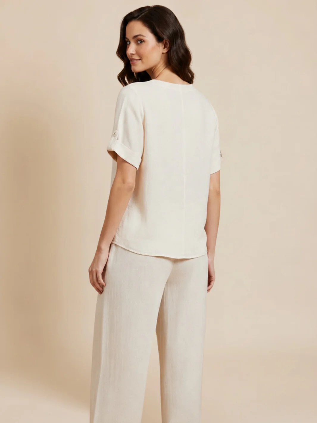 Lil Jen Noah Linen Top In Cream - Image 3