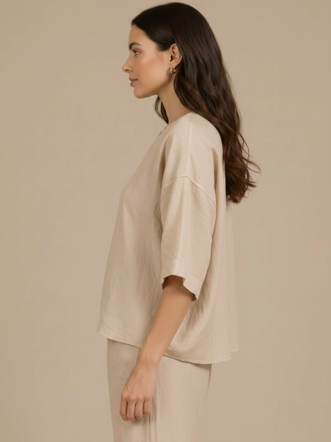 Lil Jen Phoebe Linen Top In Beige - Image 3