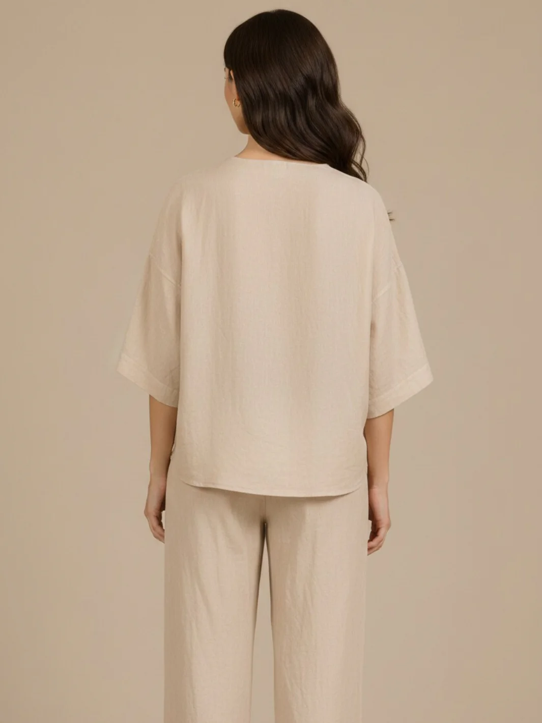 Lil Jen Phoebe Linen Top In Beige - Image 4
