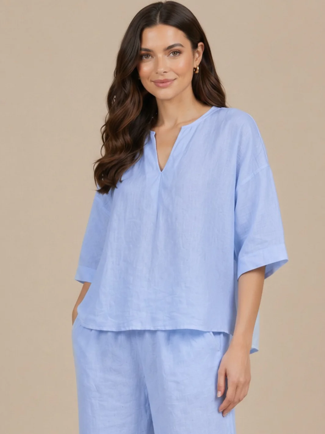 Lil Jen Phoebe Linen Top In Blue