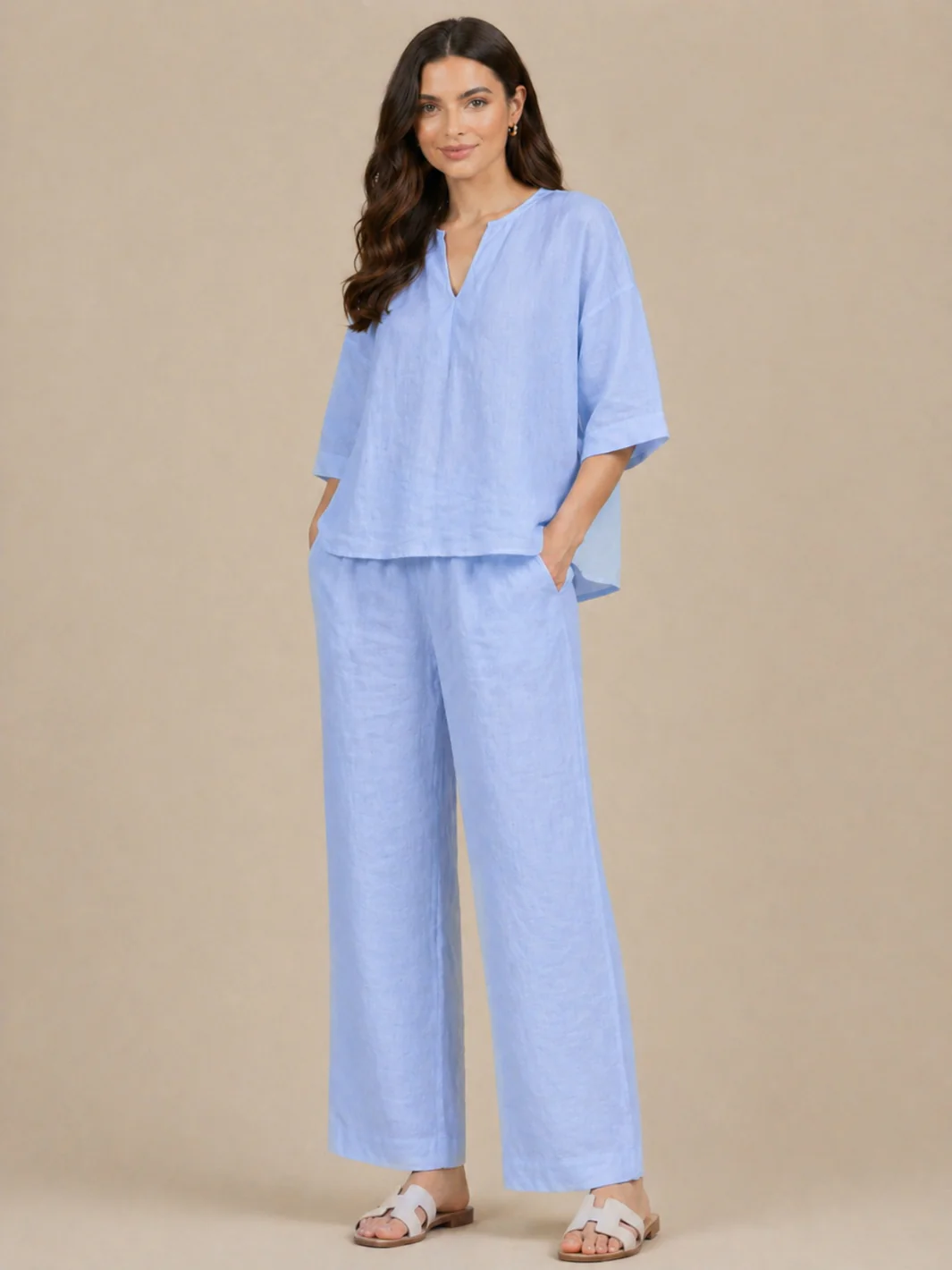 Lil Jen Phoebe Linen Top In Blue - Image 2
