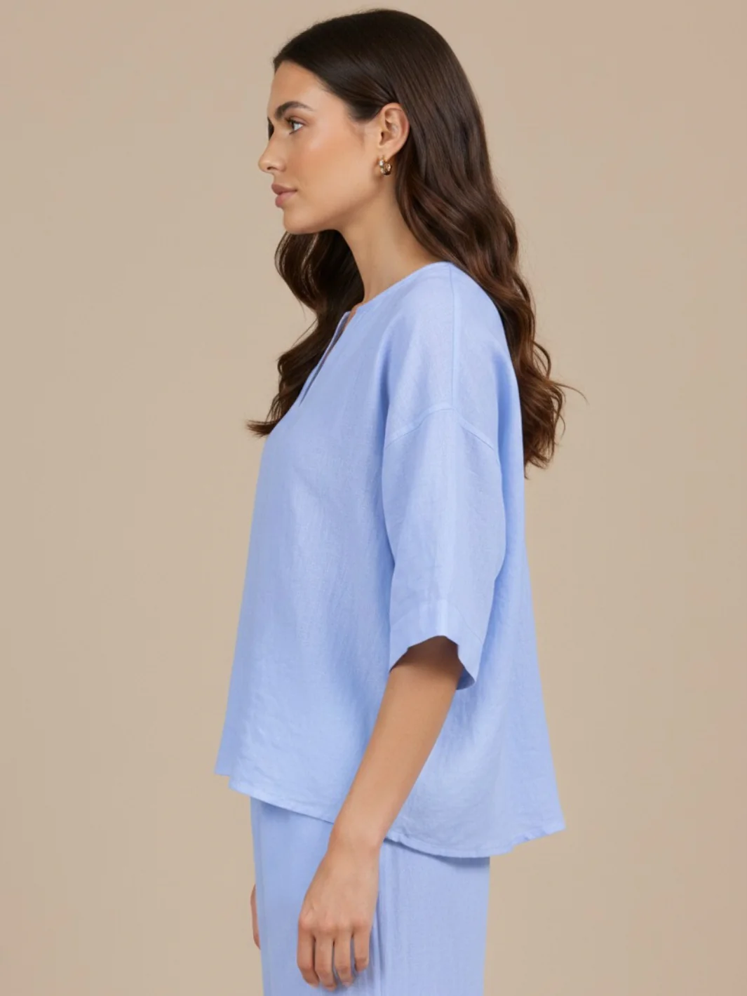 Lil Jen Phoebe Linen Top In Blue - Image 3