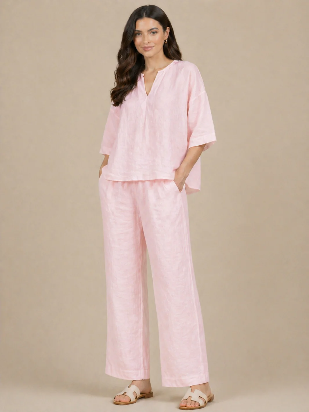 Lil Jen Phoebe Linen Top In Pink - Image 2