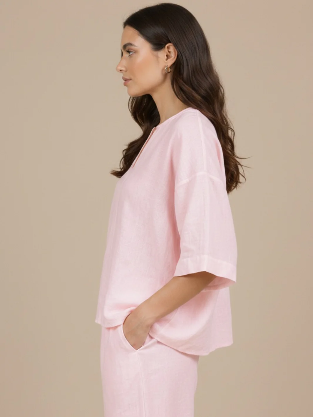 Lil Jen Phoebe Linen Top In Pink - Image 3