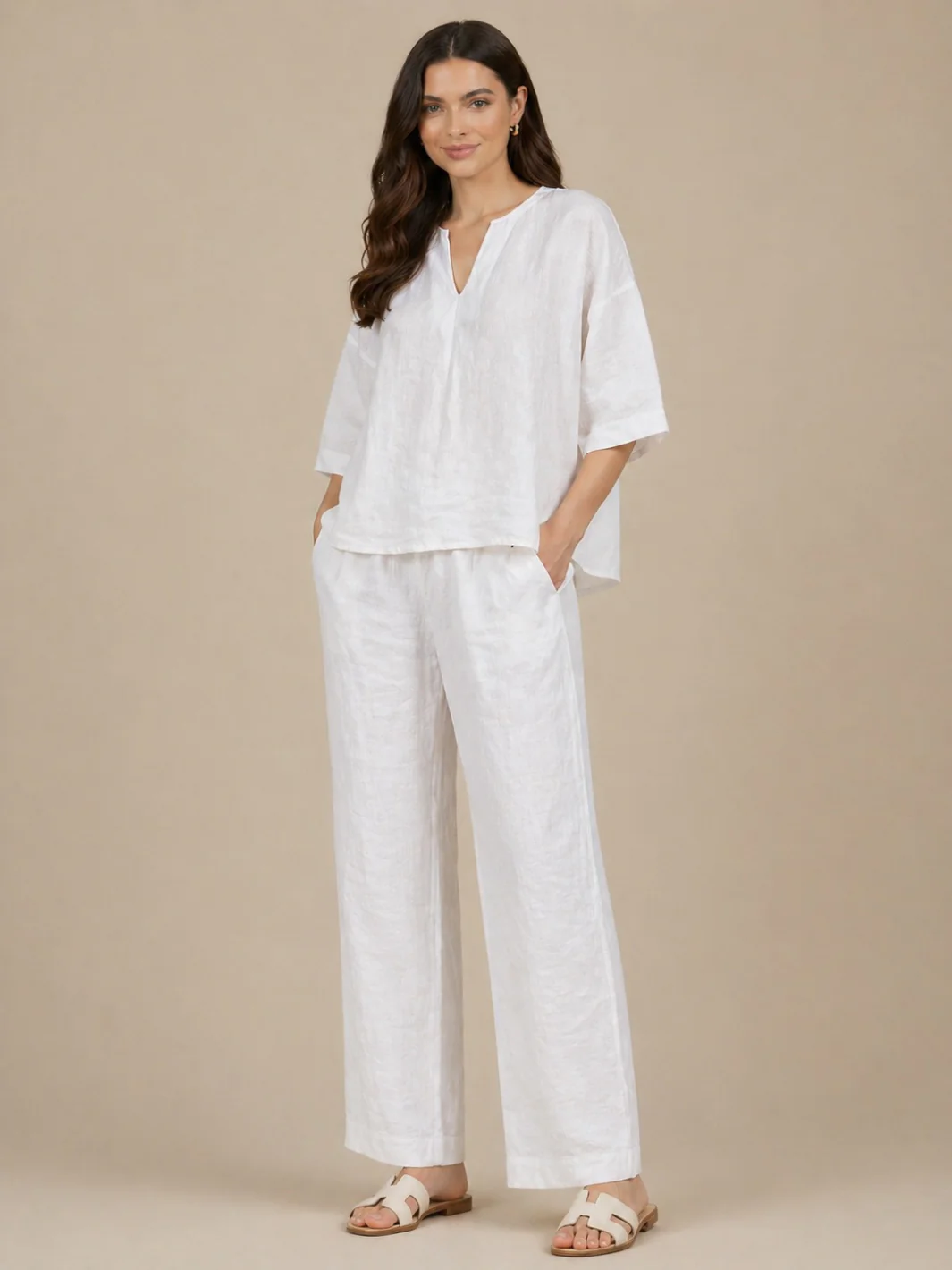 Lil Jen Phoebe Linen Top In White - Image 2