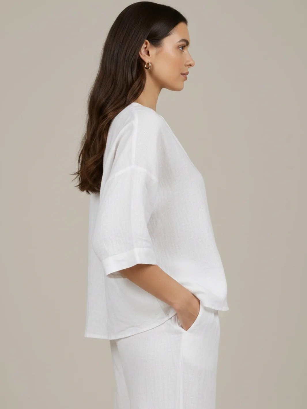 Lil Jen Phoebe Linen Top In White - Image 3