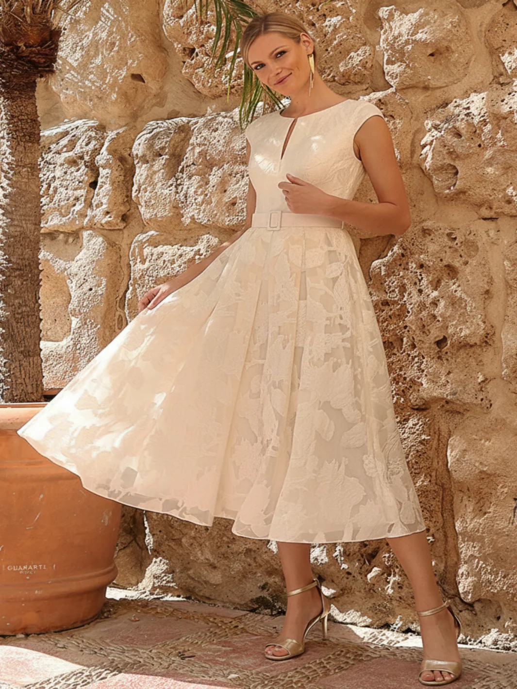 Linea Raffaelli Midi Dress In Ivory