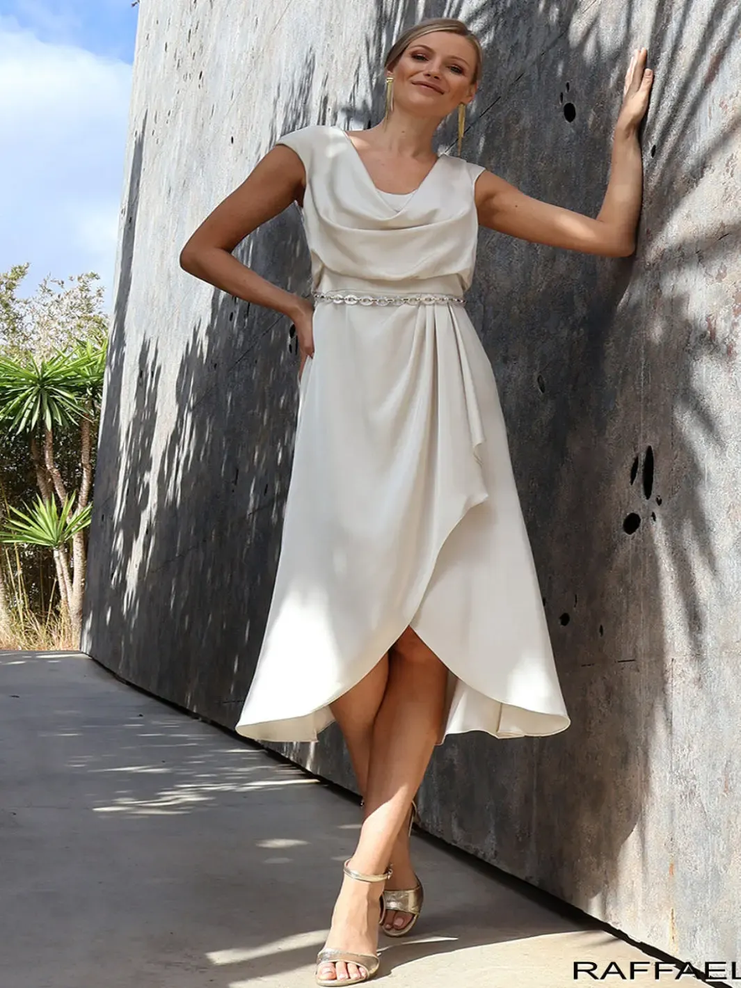 Linea Raffaelli Midi Dress In Gold