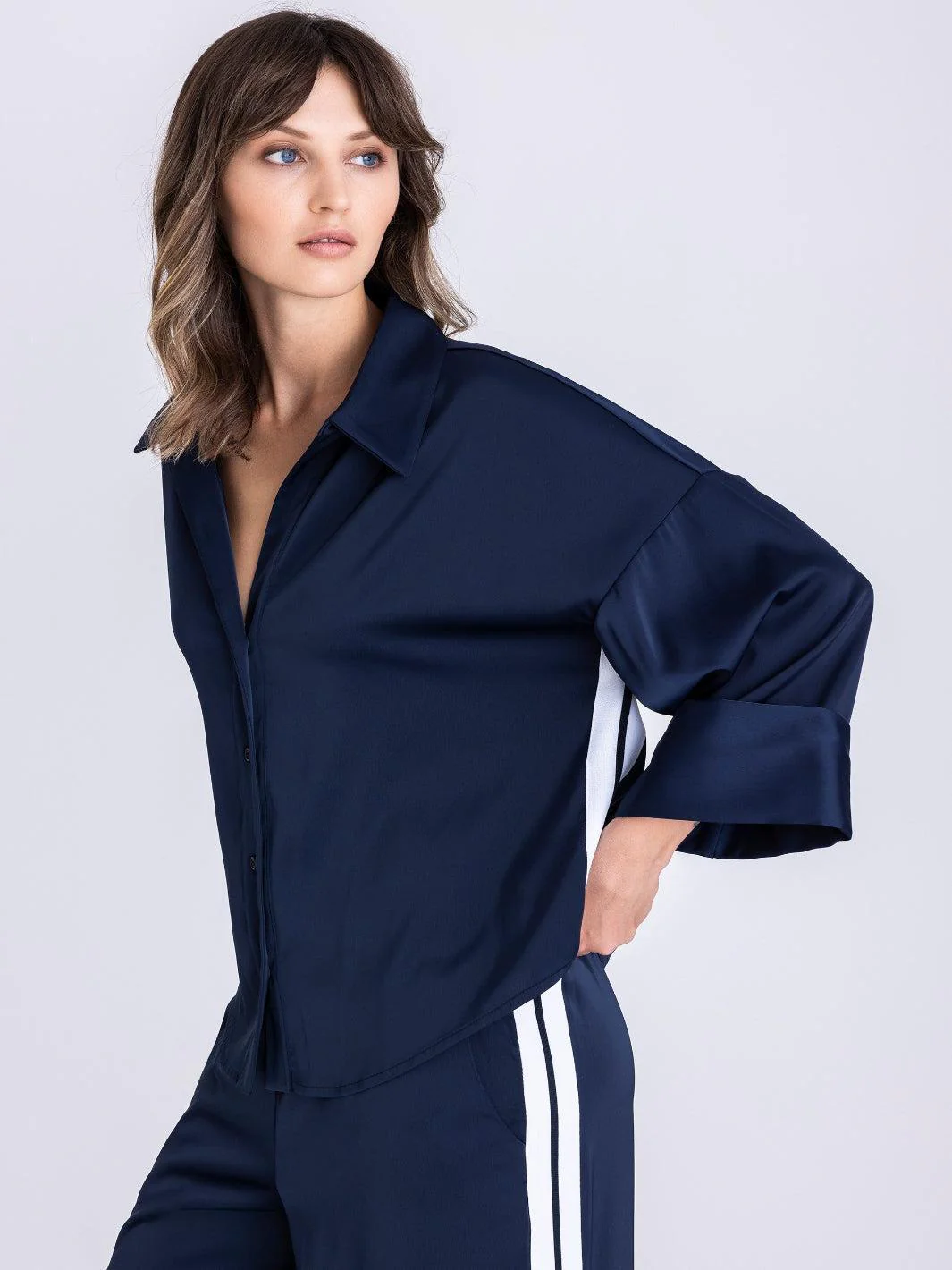 Tuzzi Collared Top In Navy 411370