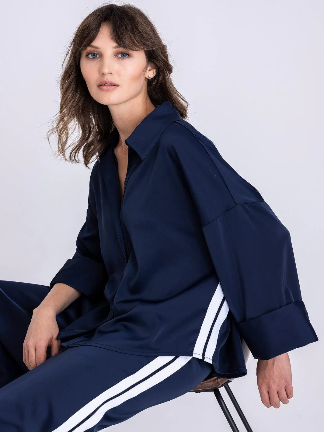 Tuzzi Collared Top In Navy 411370 - Image 2