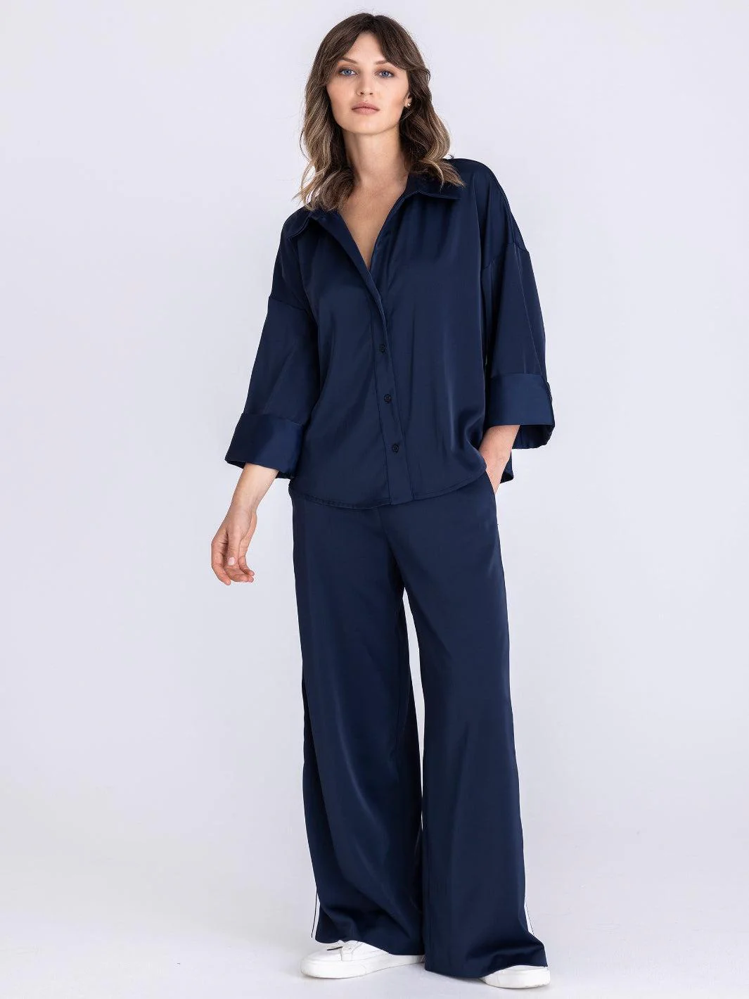 Tuzzi Collared Top In Navy 411370 - Image 3