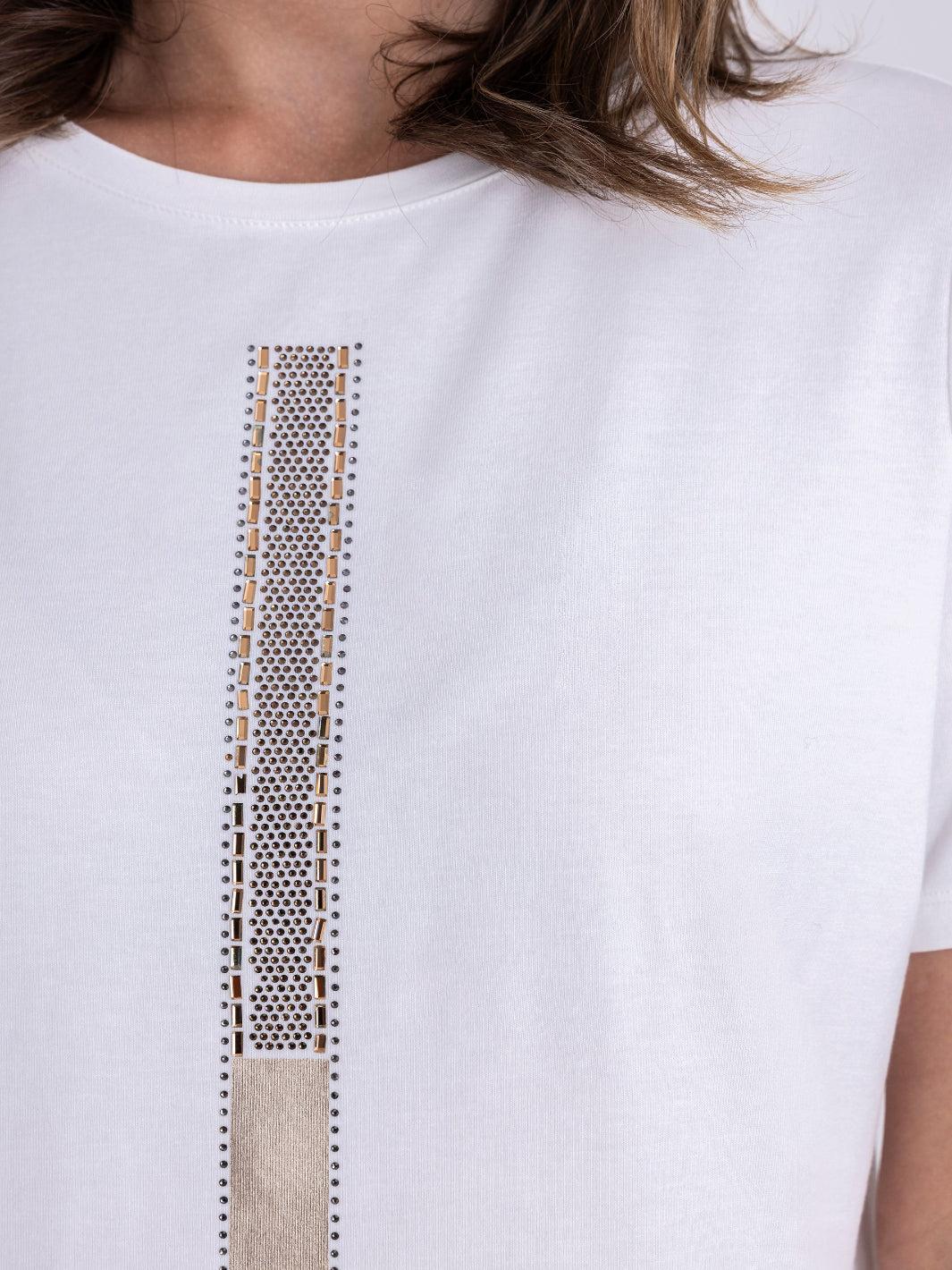 Tuzzi Embellished T-Shirt In Ecru 413456 - Image 3