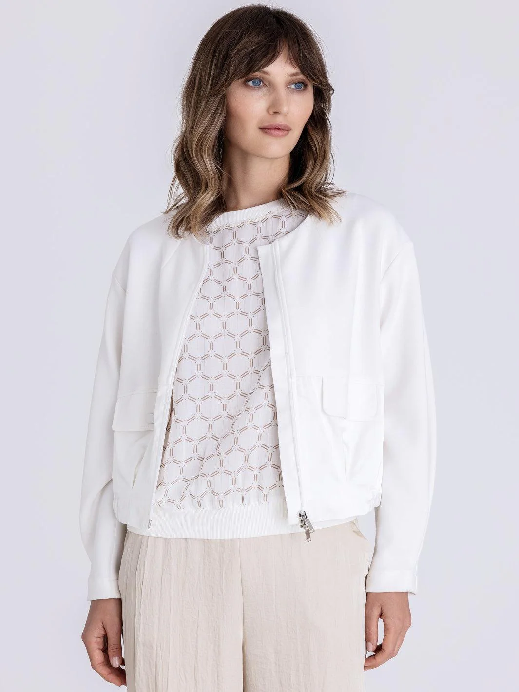 Tuzzi Light Weight Zip Jacket In Ecru 413300 - Image 2