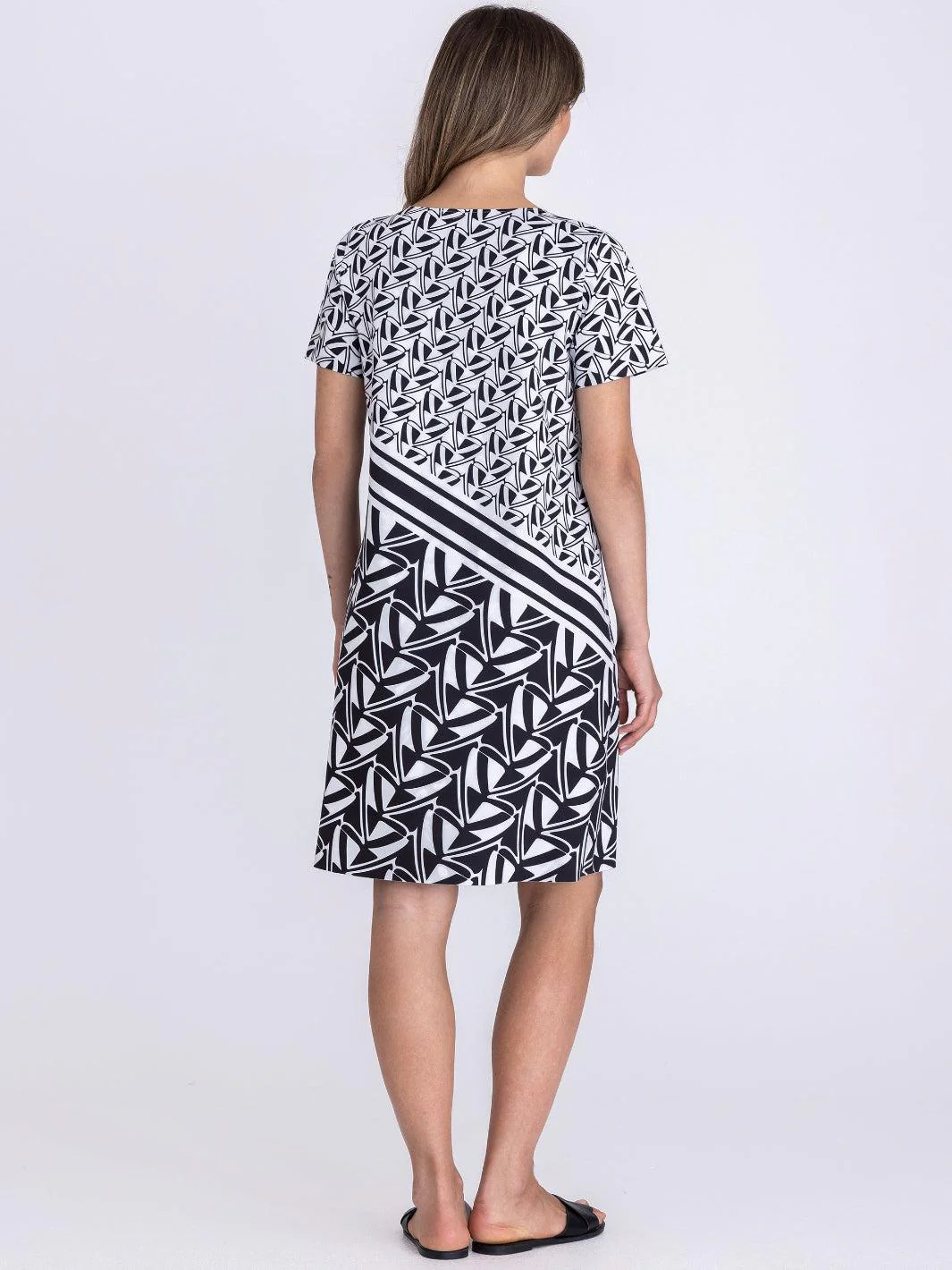 Tuzzi Reversible Geometric Print Dress In Black/Ivory 414500 - Image 4