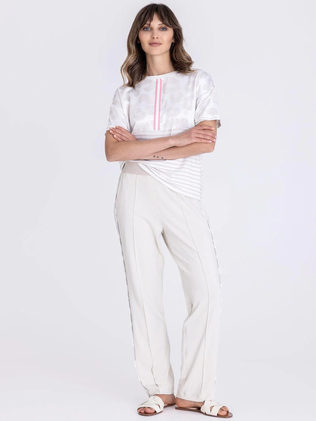 Tuzzi Round Neck Printed Top In Ecru 416456 - Image 2
