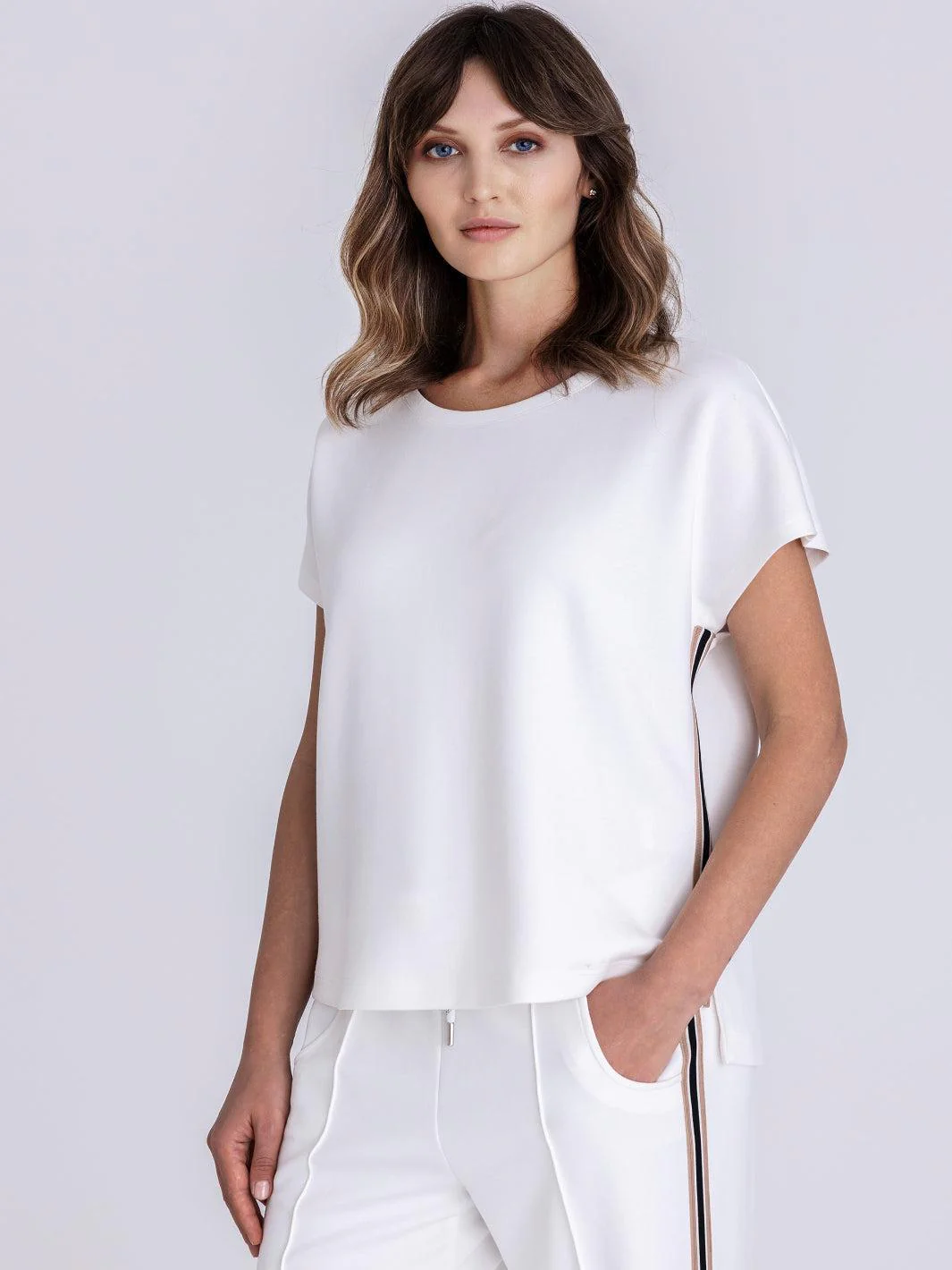 Tuzzi Round Neck Top In Ecru 413400