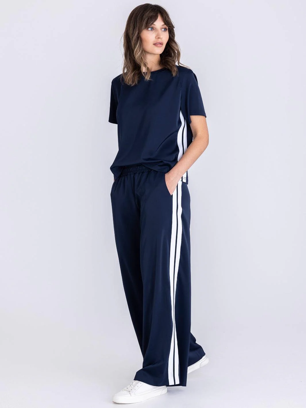 Tuzzi Sport Luxe Wide Leg Trousers In Navy 411658