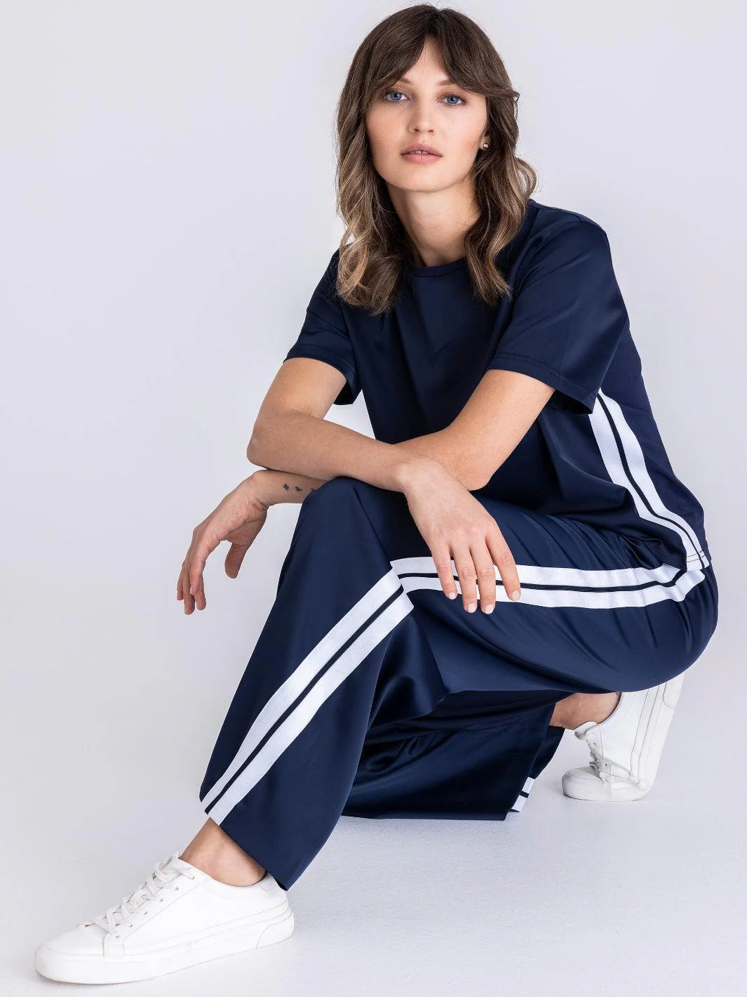 Tuzzi Sport Luxe Wide Leg Trousers In Navy 411658 - Image 3