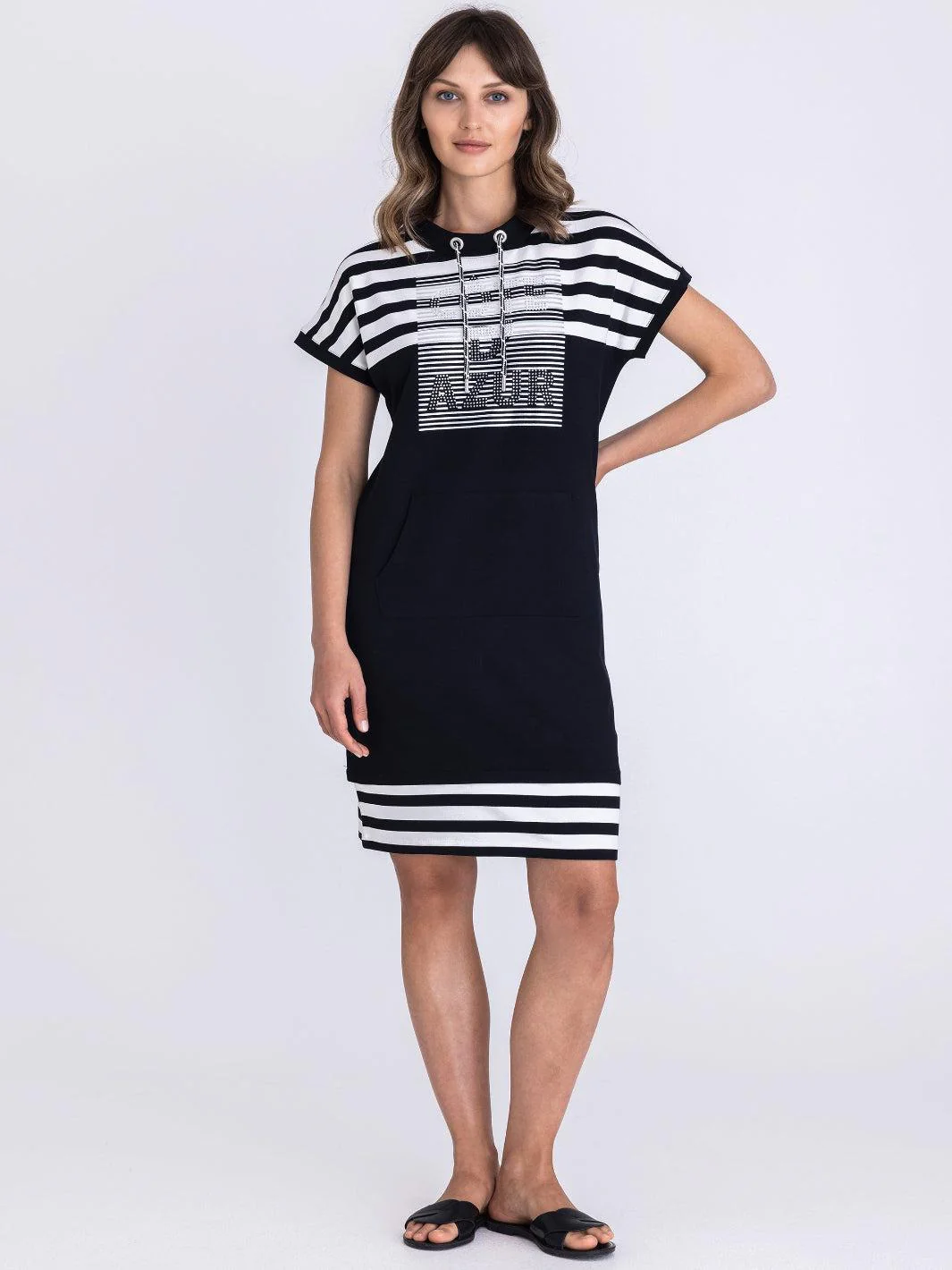 Tuzzi Stripe Detail Dress In Black/White 414553