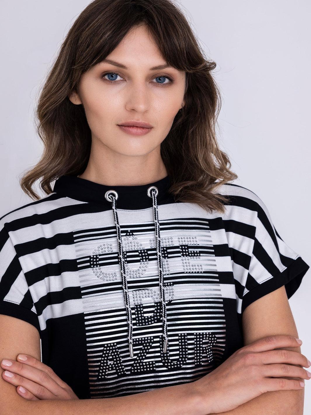 Tuzzi Stripe Detail Dress In Black/White 414553 - Image 3