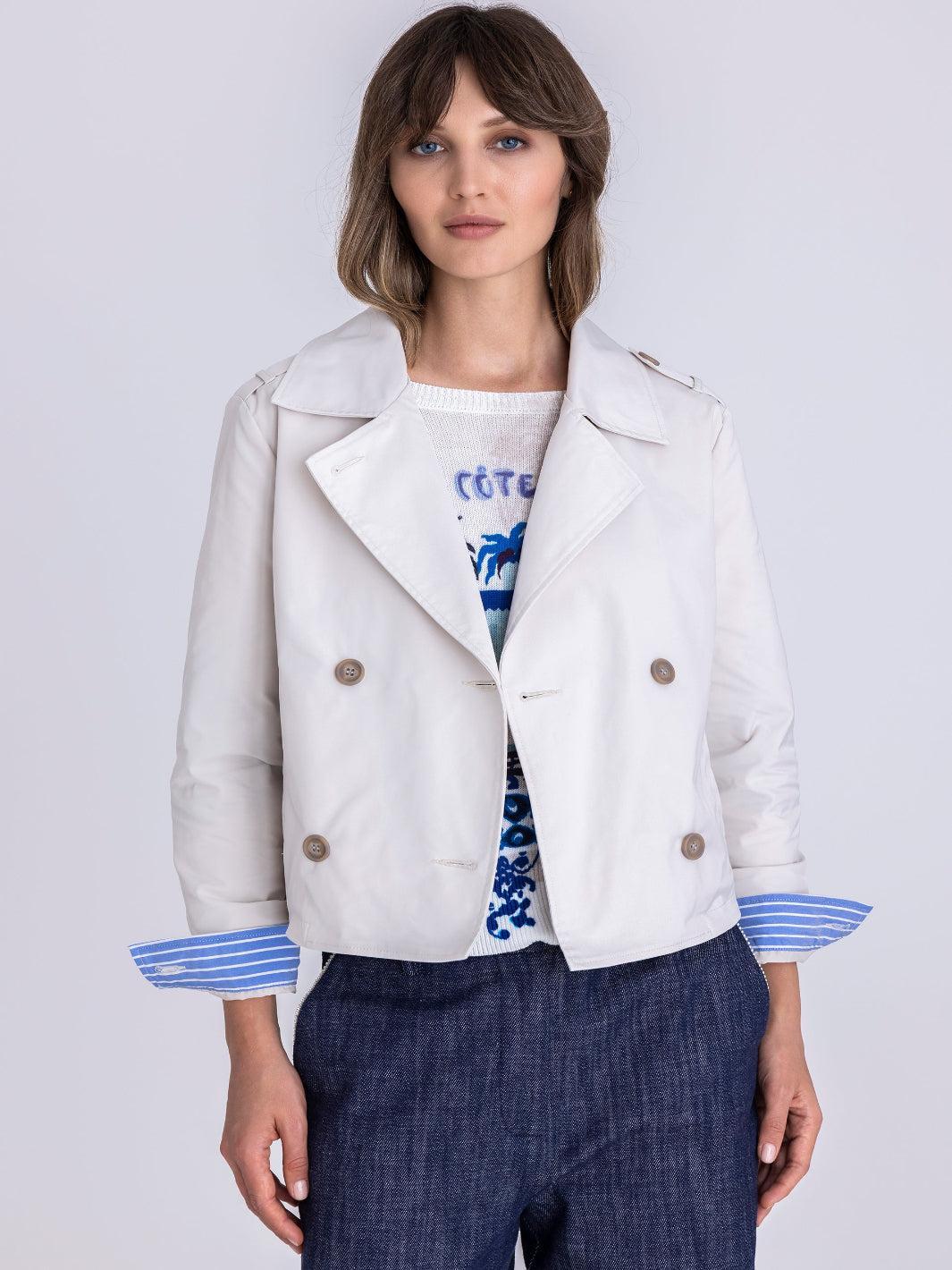 Tuzzi Trench Jacket In Neutral 412950